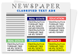 Classified Text Ads in Newspaper