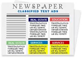 Newspaper Classified Text Ads