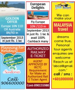 Travel Ads in Newspaper