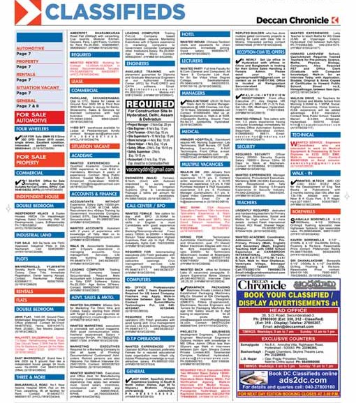 Deccan Chronicle Classifieds