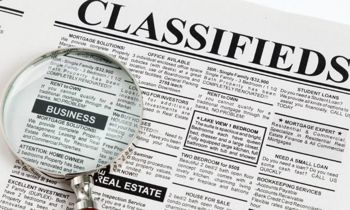 Classified Ads in Newspaper