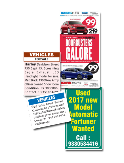 Vehicles Ad in Newspaper