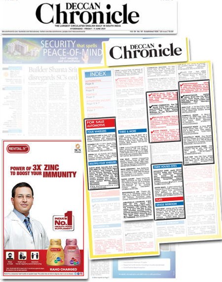 Classified Ad in Deccan Chronicle